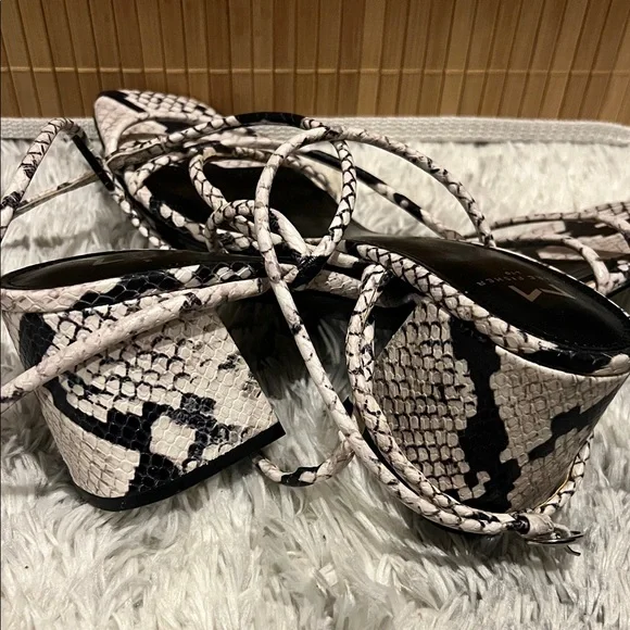 Marc Fisher Black and White Snake Print Heels - Picture 3 of 7